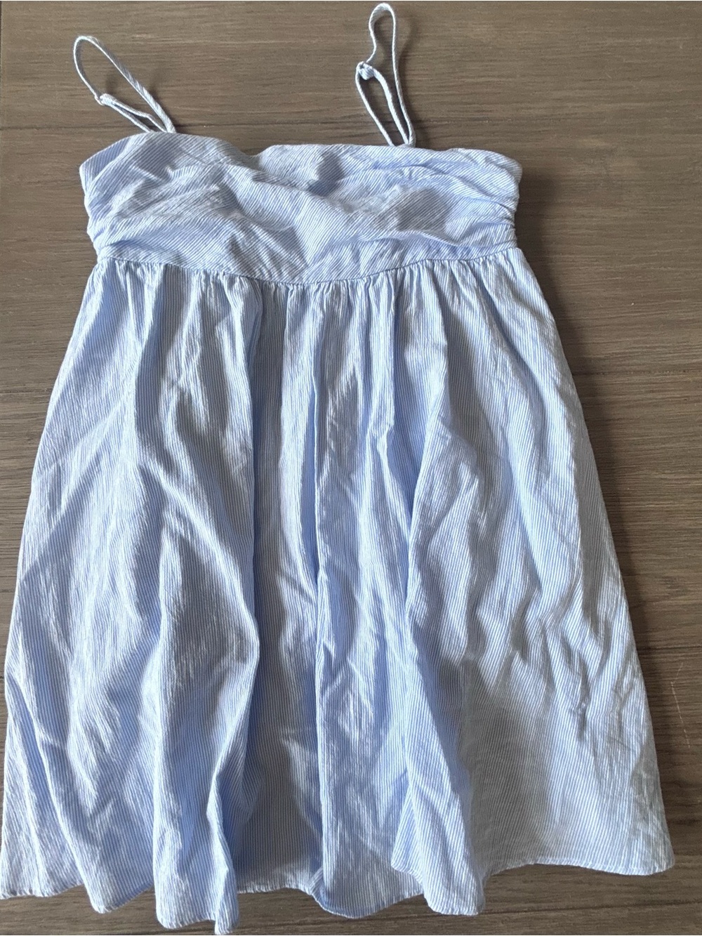 COLLUSION Light Blue & White Pinstripe Sundress with Spaghetti Straps
